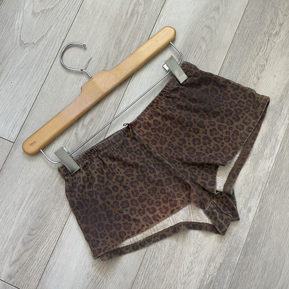 Leopard Print Shorts praying loungewear short womens Brown (small) casual modern